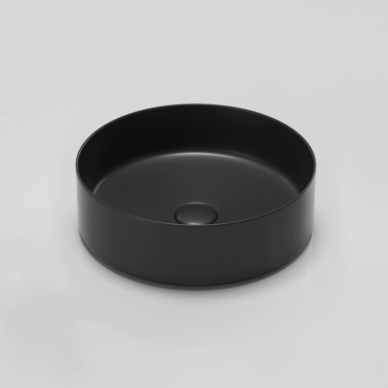36cm matte black round vessel sink for bathroom, high quality vitreous china 14-inch circular art basin